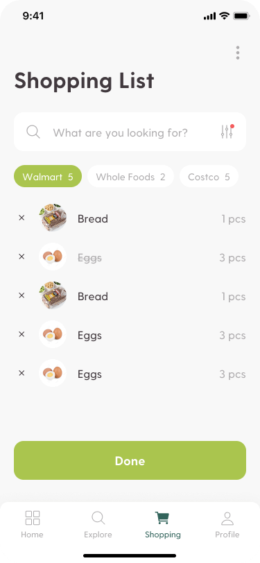 shopping list